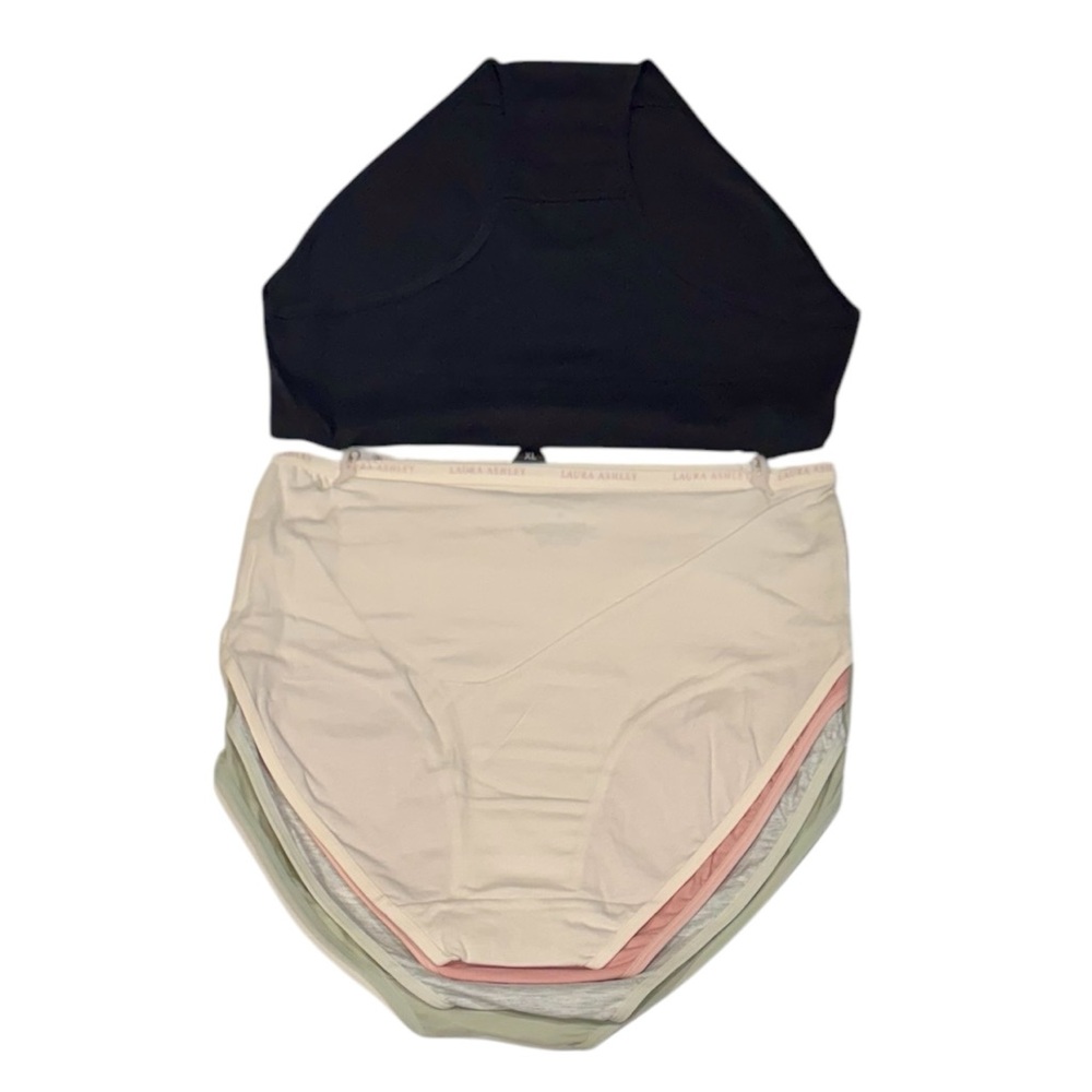 LAURA ASHLEY 5 Pack Panties Cotton Spandex Tag Free Pastel Neutral NWT Large - Picture 9 of 13
